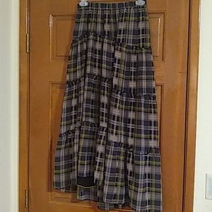 Edme & Esyllte Flowy Plaid Maxi Skirt